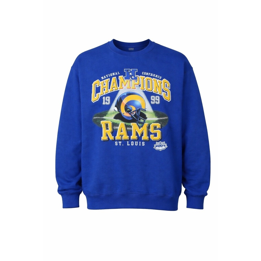 Vintage Pro Player St. Louis Rams 1999 NFC Champions Sweatshirt Blue Mens Large